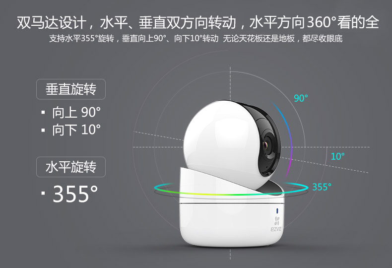 室内C6H云台360度旋转摄像机(图2)